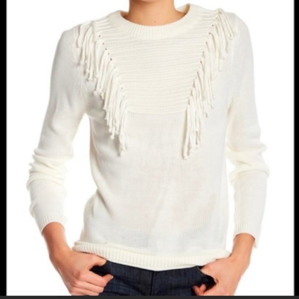 NWT Blush  Noir Front Fringe Knit Sweater